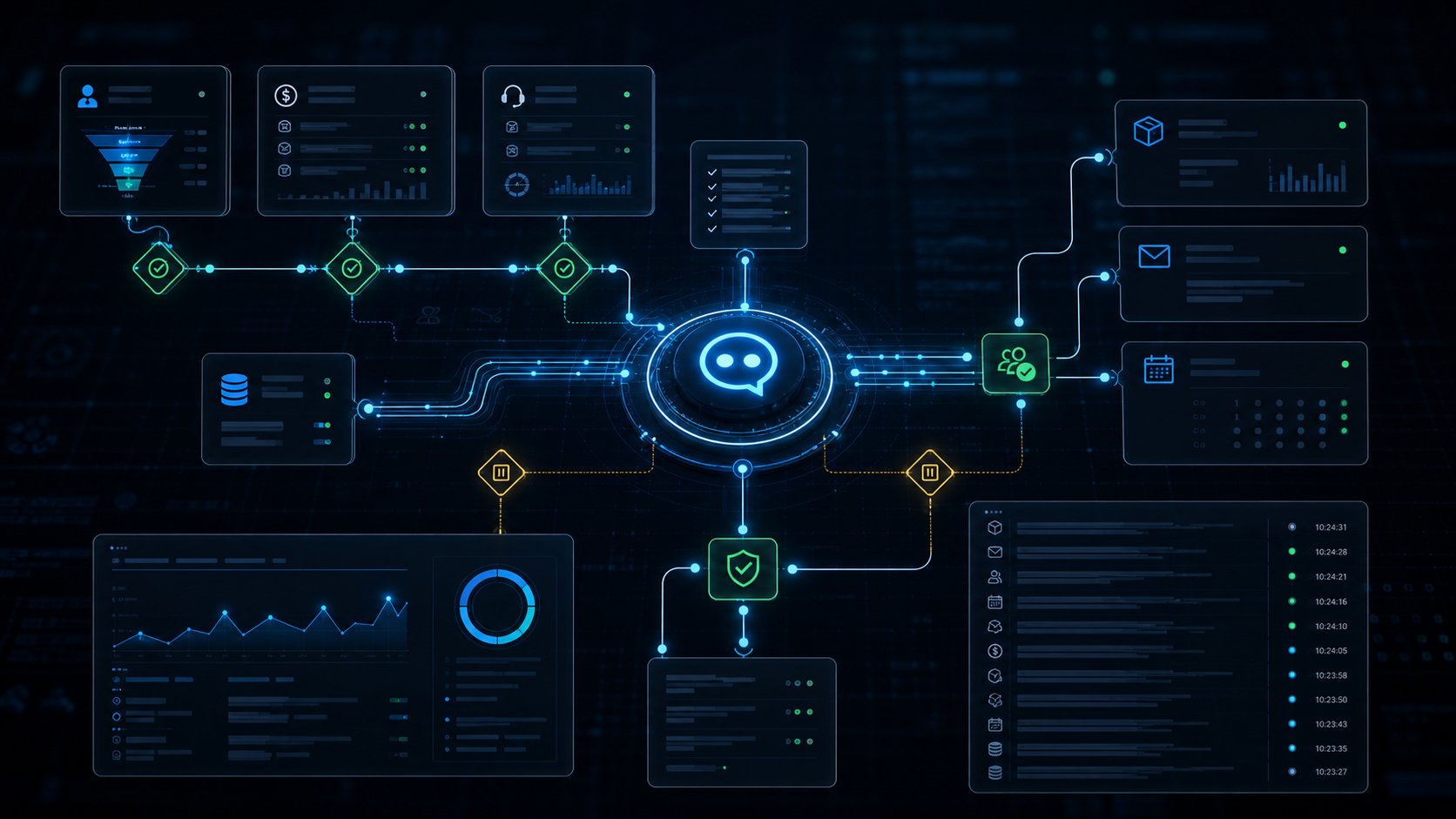 Agente de inteligencia artificial coordinando procesos empresariales